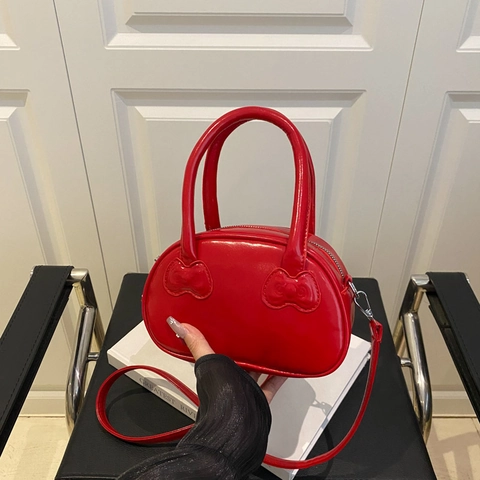 Sac À Main Boston Pour Femmes Cuir PU Dentelle Nœud Gaufré Sac Bandoulière Style Y2K Doux Accessoire De Sac