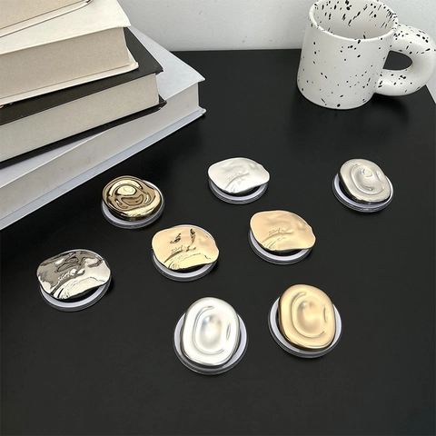 Soporte Magnético Para Teléfono Griptok Aleación Irregular Metal Líquido Textura Lava Acabado Espejo Adhesivo Minimalista Geométrico