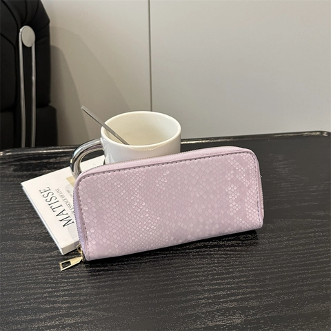Damen Geldbörse Lang Schlangenmuster PU Leder Reißverschluss Große Kapazität Kartenhalter Clutch Mode Elegant Lady