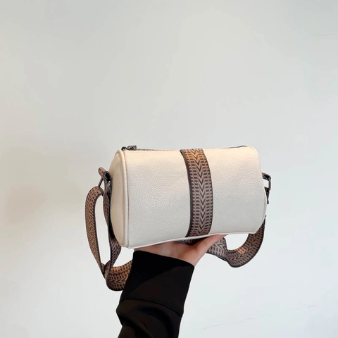 Dames PU Lederen Vat Schoudertas Met Lychee Patroon Brede Geweven Chevron Band Casual Minimalistische Boston Handtas