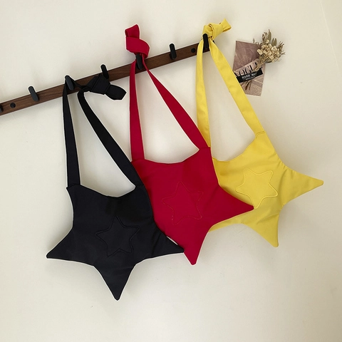 Star Shaped Crossbody Bag Polyester Five Pointed Star Shoulder Bag Solid Color Casual Summer Streetwear For Women