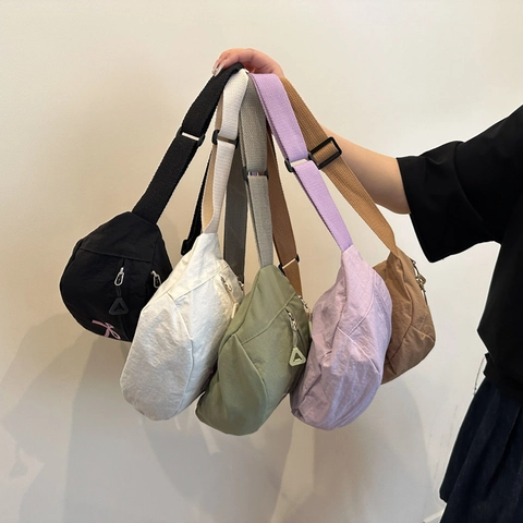 Borsa da Petto alla Moda con Fiocco in Nylon per Donna Borsa a Tracolla in Stile Coreano Marsupio Casual Versatile Borsa da Viaggio