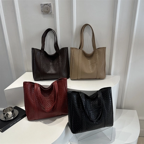 Gewebte PU Leder Tragetasche Große Kapazität Retro Umhängetasche Für Frauen Minimalistische Lässige Handtasche