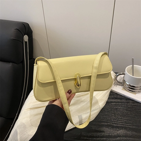 Baguette Unterarmtasche Für Damen Koreanischer Stil Minimalistische Umhängetasche PU Leder Kleine Quadratische Tasche Einfarbig Mode Alltag Handtasche