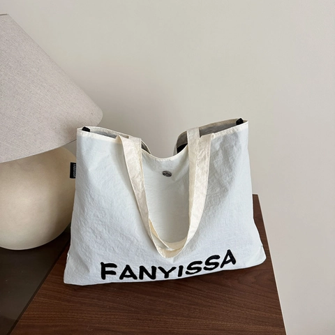 Grand Sac Fourre-Tout Femme Toile Imprimé Lettres Texture Froissée Décontracté Trajet Quotidien École Sac À Épaule