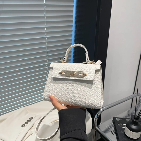 Sac à Main Tendance en Cuir PU pour Femmes avec Motif Crocodile Mini Sac Bandoulière Trapèze Mode Sac à Épaule Quotidien