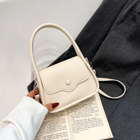 Women Chic Litchi Texture PU Leather Shoulder Bag With Top Handle Flap Square Crossbody Handbag Fashion Accessory