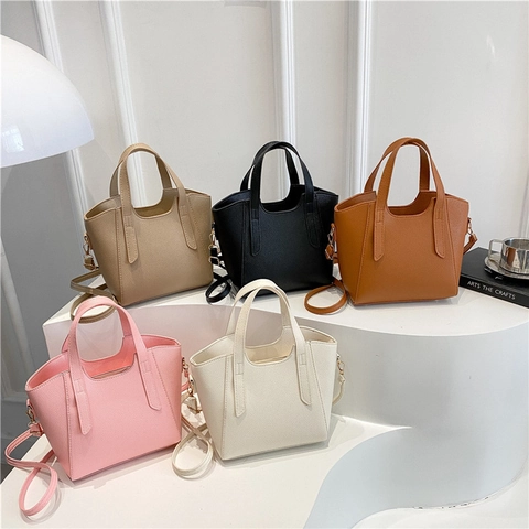 Borsa A Mano Da Donna PU Grana Litchi Tote Tracolla Stile Retrò Chic Versatile Per Uso Quotidiano