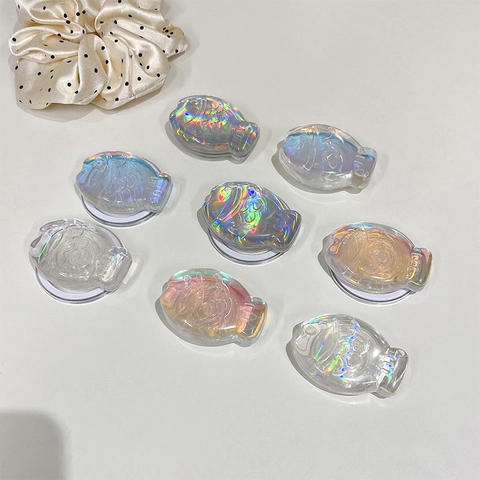 Fischform Handy Halterung Griff Irisierend Laser Transparent Harz Taiyaki Magnetische Airbag Halterung Für Mobiltelefon