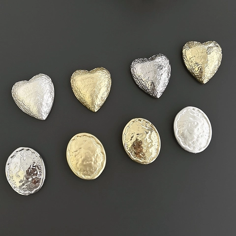 Crumpled Foil Texture Heart Oval Phone Griptok Stand Alloy Metallic Adhesive Foldable Finger Grip Holder Retro Style