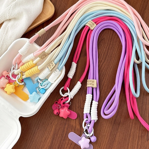 Cordino Per Cellulare Intrecciato Tracolla Girocollo Ciondolo A Stella Campanello Stile Coreano Corda Nylon