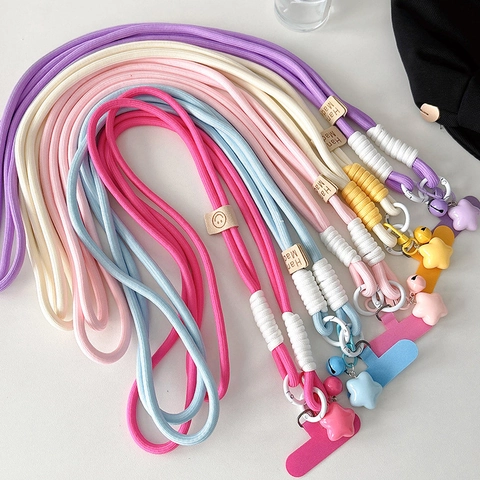 Cordino Per Cellulare Intrecciato Tracolla Girocollo Ciondolo A Stella Campanello Stile Coreano Corda Nylon