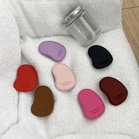 Leather Phone Grip Airbag Stand Folding Expandable Holder Solid Color Mango Shape Embossed Desktop Bracket Accessories