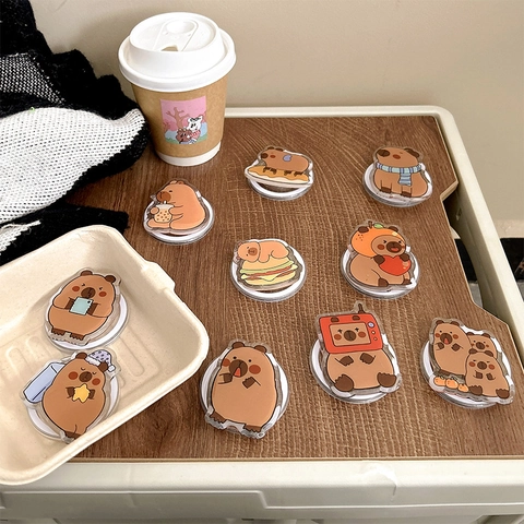 Magnetic Capybara Phone Grip Stand Acrylic Cute Cartoon Foldable Expandable Desktop Bracket Accessory For Women Students