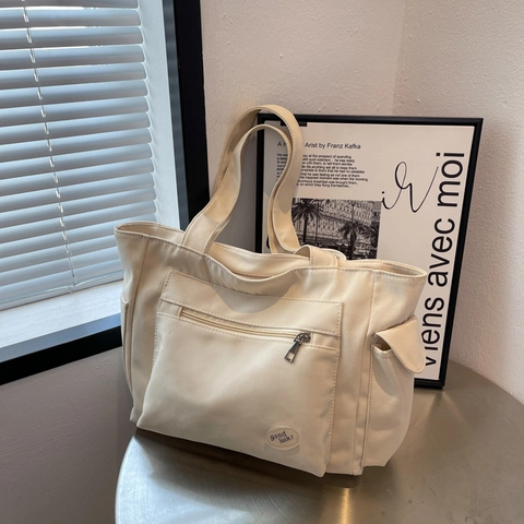 Borsa Tote In Tela Da Donna Grande Capacità Borsa A Spalla Multifunzionale Per Scuola Lavoro Casual Minimalista