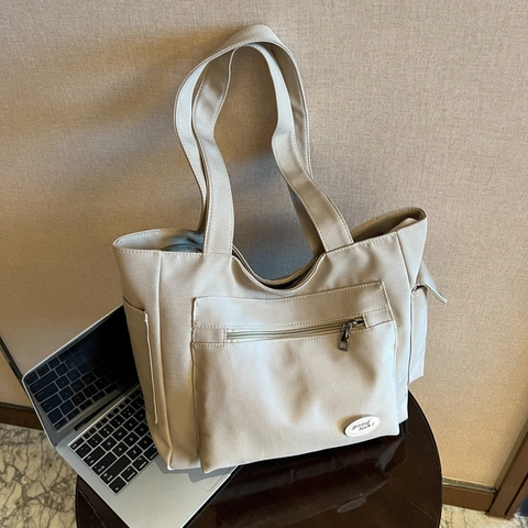 Borsa Tote in Tela da Donna a Grande Capacità Semplice Borsa a Tracolla alla Moda per Studenti Universitari Pendolarismo Quotidiano Lavoro
