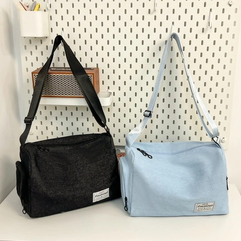 Borsa a Tracolla in Tela Stile Giapponese per Donna Grande Capacità Messenger Bag Fashion Streetwear Quotidiano Viaggio