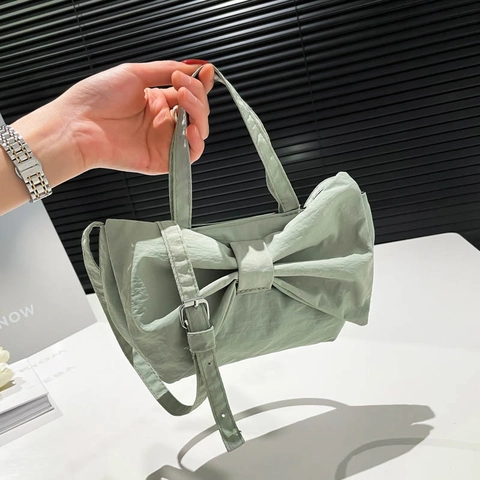 Borsa A Secchiello Da Donna Tessuto Grande Fiocco Decorazione Borsa A Tracolla Borsa A Mano Stile Coreano Moda Dolce Versatile