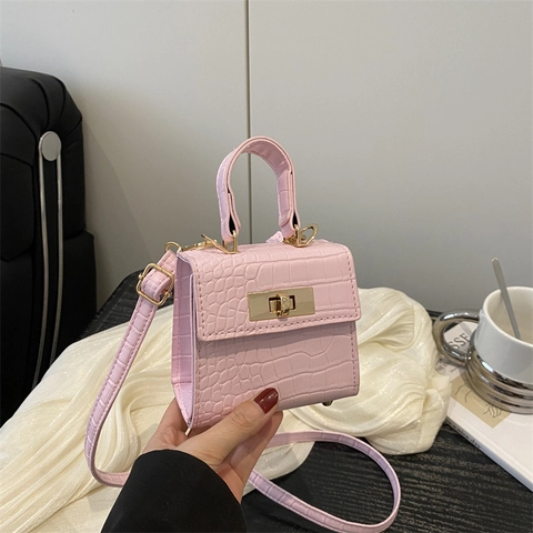 Borsa a Tracolla Mini da Donna alla Moda con Motivo Coccodrillo in Pelle PU con Manico Superiore Borsa Quadrata Retro Elegante Piccola Borsa a Mano