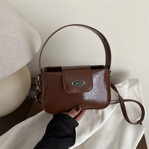 Women Underarm Shoulder Bag PU Leather Solid Color Magnetic Closure Simple Trendy Commuter Niche Square Bag