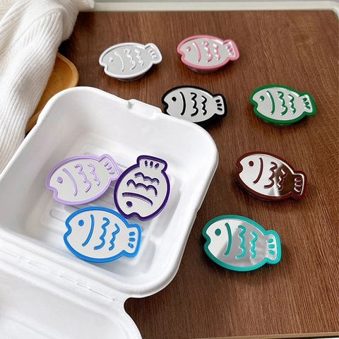 Cute Cartoon Fish Taiyaki Expandable Air Cushion Phone Stand Grip With Mirror Surface Plastic Portable Foldable For Girls
