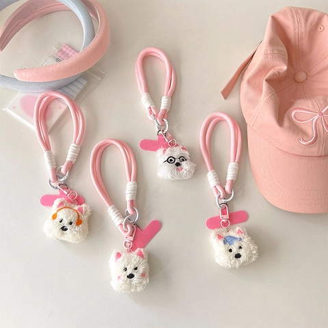 Süße Plüsch Hund Telefonkordel Armband Geflochtenes Seil Mit Kunststoffclip Anti Sturz Weiches Cartoon Ornament Handschlaufe