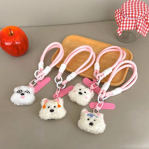 Süße Plüsch Hund Telefonkordel Armband Geflochtenes Seil Mit Kunststoffclip Anti Sturz Weiches Cartoon Ornament Handschlaufe