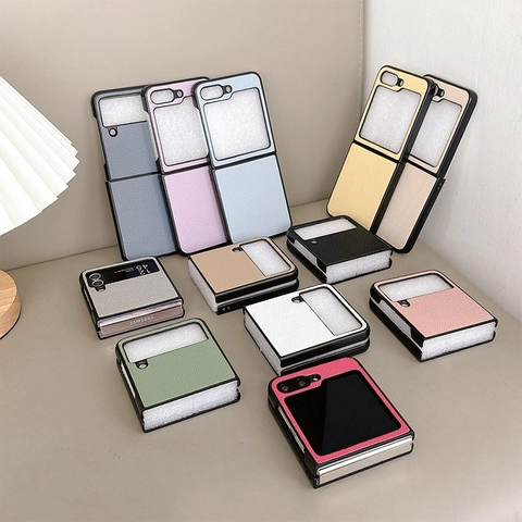 Funda Para Smartphone Plegable Textura Lychee Cuero PU Cubierta Protectora Antigolpes Elegante Ligera Pantalla Plegable