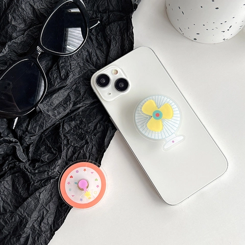 Rotatable Phone Griptok Stand Acrylic Plastic Collapsible Adhesive Desktop Holder Cartoon Fan Star Heart Fun Cute Accessory