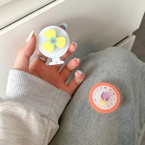 Rotatable Phone Griptok Stand Acrylic Plastic Collapsible Adhesive Desktop Holder Cartoon Fan Star Heart Fun Cute Accessory