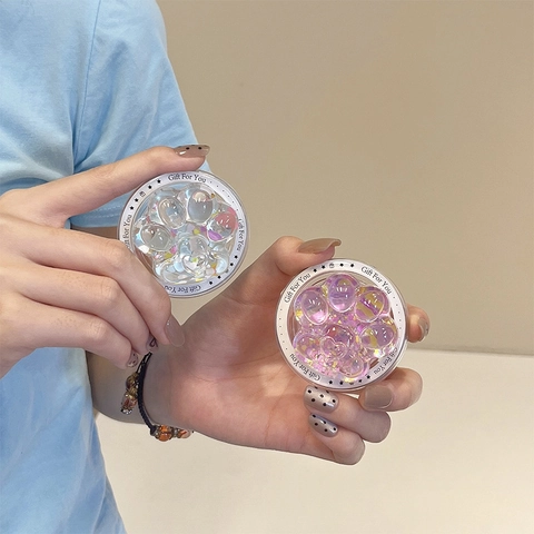 3D Katzenpfote Handyhalter Transparentes Harz Mit Bunten Glitzer Pailletten Magnetisch Einziehbarer Schreibtischständer
