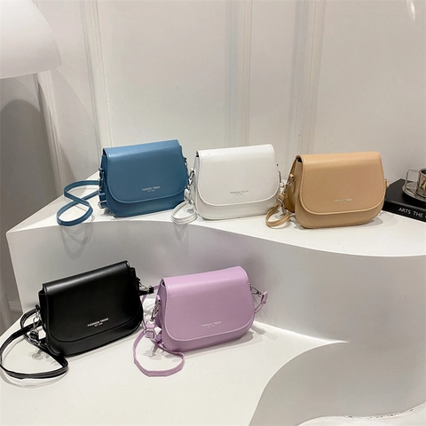 Borsa a Tracolla Piccola in Pelle PU da Donna Borsa a Sella Minimalista Con Patta e Tracolla Regolabile per il Tempo Libero