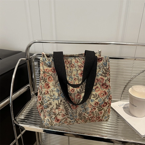 Borsa Tote In Arazzo Floreale Vintage Donna Borsa A Mano In Tessuto Jacquard Letterario Motivo Farfalla Retro Cerniera
