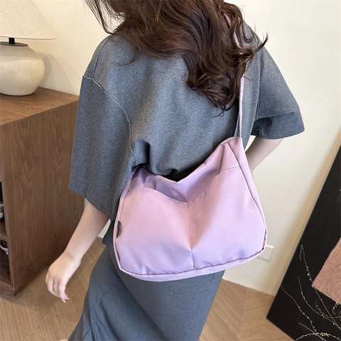 Borsa Tote in Tela ad Alta Capacità per Donna Borsa a Tracolla Minimalista a Tinta Unita Borsa a Tracolla Versatile Borsa da Scuola