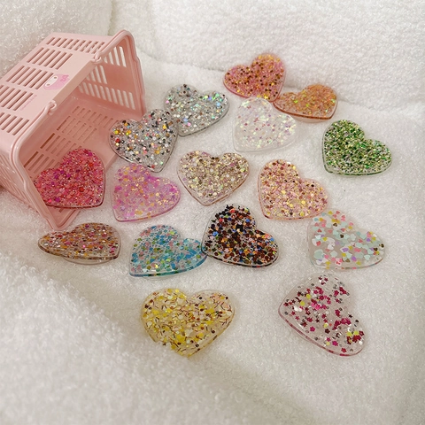 Supporto Per Telefono A Forma Di Cuore Glitter Resina Acrilico Trasparente Espandibile Supporto Da Scrivania Stile Ins Coreano