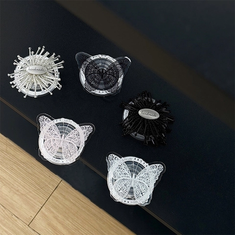 Magnetic Phone Grip Holder Butterfly Lace Starry Retractable Folding Acrylic Griptok Ring Stand For Mobile Phone Desk