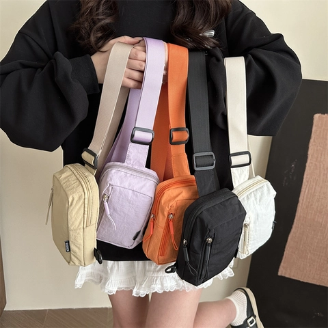 Borsa Da Petto In Nylon Alla Moda Borsa A Tracolla Leggera Con Tracolla Larga Regolabile Streetwear Casual Donna