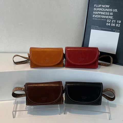 Piccola Borsa A Tracolla Quadrata Retrò In Pelle PU Con Tracolla Larga Fantasia Patta Borsa Da Spalla Donna