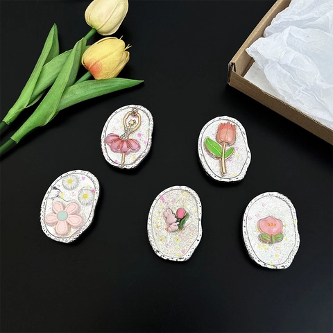Phone Grip Tok Ausziehbarer Ständer Halter Kunststoff Glitzer Harz Tulpe Hase Ballett Design Für Smartphones