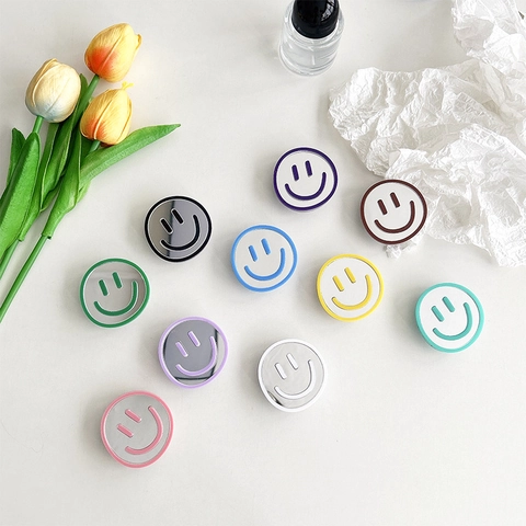 Smiley Face Spiegel Telefoonhouder Pop-up Socket Opvouwbare Bureaustandaard Draagbare Make-up Spiegel Voor Smartphones