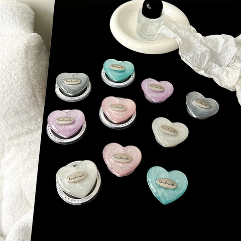 Soporte Para Teléfono En Forma De Corazón GripTok Textura Mármol Resina Soporte Expandible Escritorio Lujo Estilo Ins Hecho A Mano