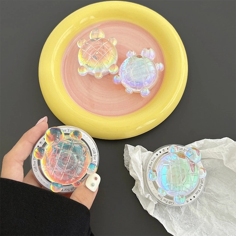 Cute 3D Holographic Turtle Phone Airbag Stand Collapsible Laser Rainbow Magnetic Cell Phone Holder Korean INS Style