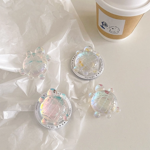 Cute 3D Holographic Turtle Phone Airbag Stand Collapsible Laser Rainbow Magnetic Cell Phone Holder Korean INS Style