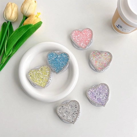 Supporto Magnetico Per Telefono A Forma Di Cuore Con Strass E Glitter Supporto Estensibile Per Smartphone