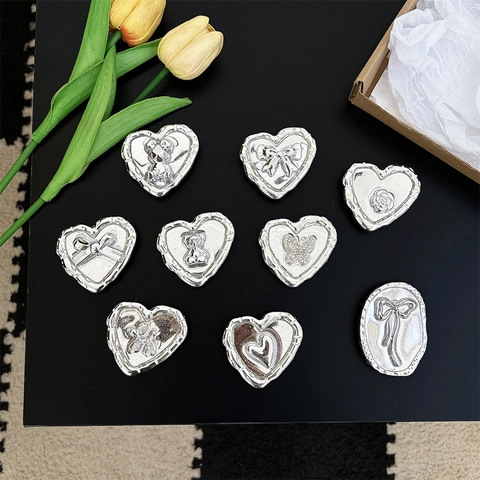 Silver Alloy Rhinestone Heart Phone Griptok Holder 3D Balloon Dog Bow Bear Adhesive Foldable Finger Ring Grip Women Gift