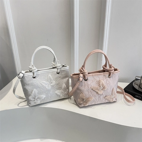 Bolso De Hombro Para Mujer Encaje Bordado Mariposa 3D Aplique New Chinese Style Chic Bolso De Mano Crossbody Elegante
