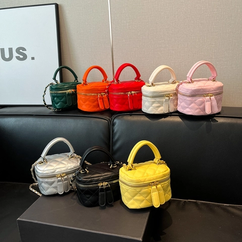 Mini Borsa Vanity in Pelle PU Trapuntata da Donna Piccola Borsa a Tracolla Quadrata di Lusso Con Catena in Metallo Borsa Fashion