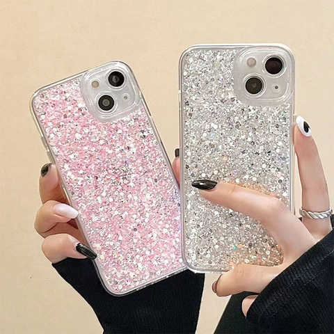 Glitzer Pailletten Handyhülle Für iPhone 17 16 15 14 13 12 11 Pro Max Stoßfeste Weiche TPU Glänzende Hülle Mit Standfuß