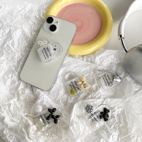 Herzförmiger Handy Griff Ständer Acrylharz Glitzer Ballonhund Bär Blume Faltbar Griptok Für Smartphone