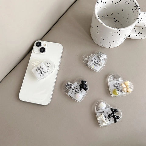 Herzförmiger Handy Griff Ständer Acrylharz Glitzer Ballonhund Bär Blume Faltbar Griptok Für Smartphone